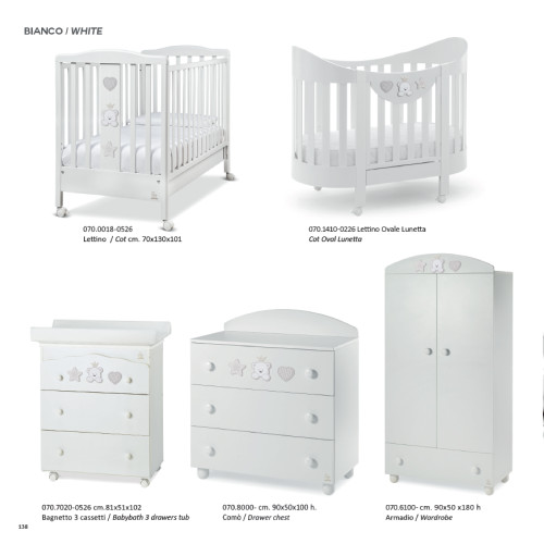 Italbaby Baby Re white bērnu gultiņa 
