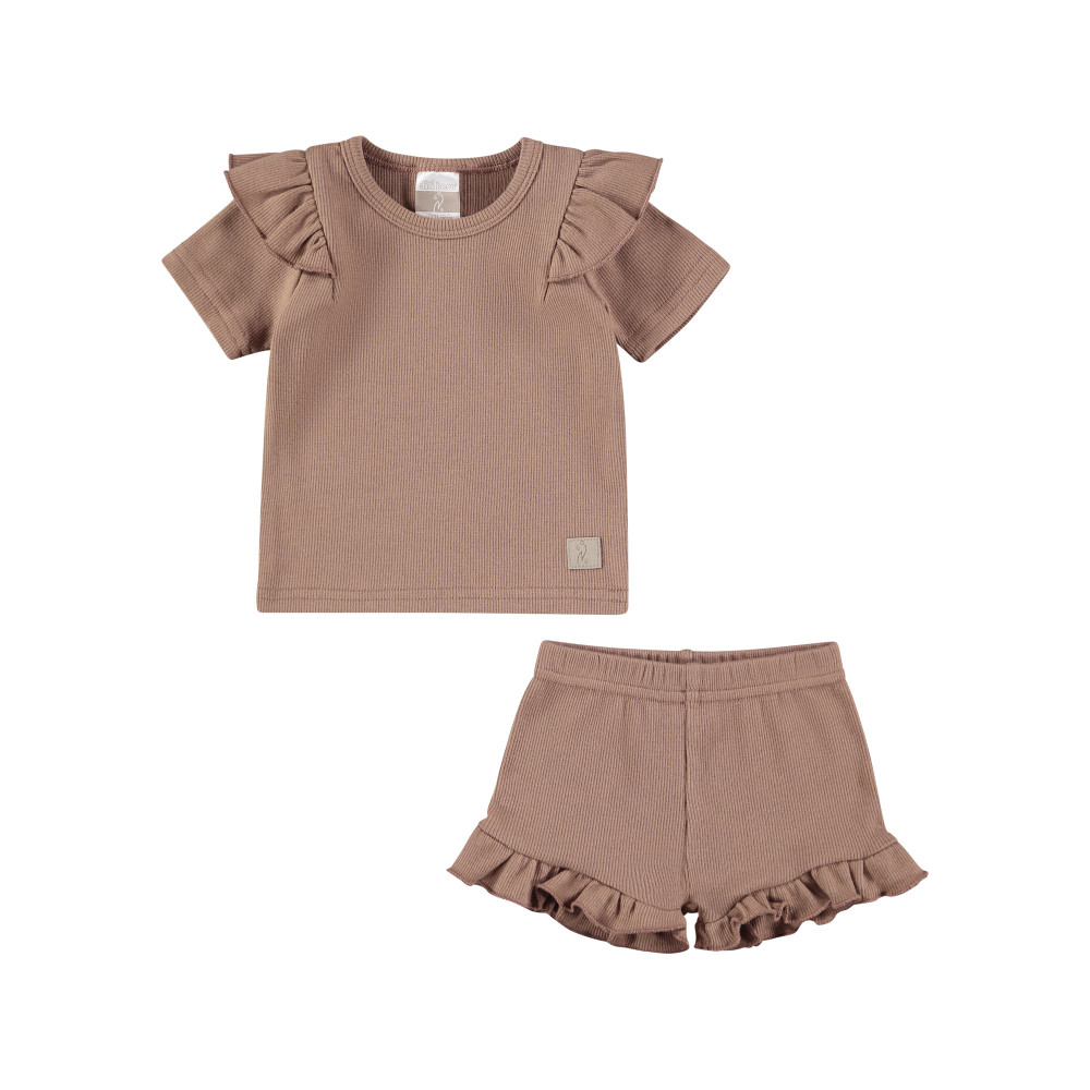 Комплект Ribbed Organic Cotton Set Tshirt+Trousers Light Brown