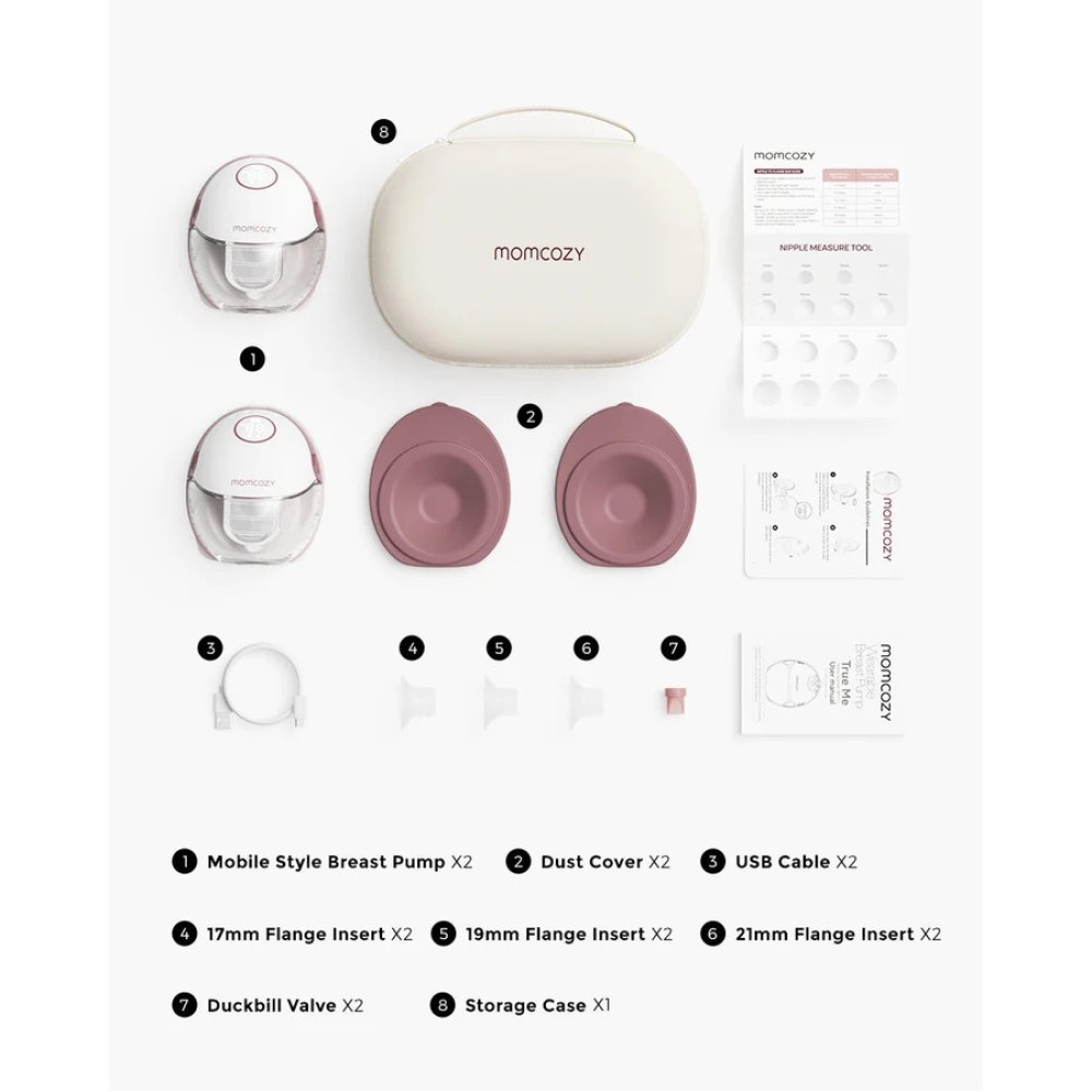 MOMCOZY Dubultais pārnesājams bezvadu krūts pumpis M6 - Cozy Red