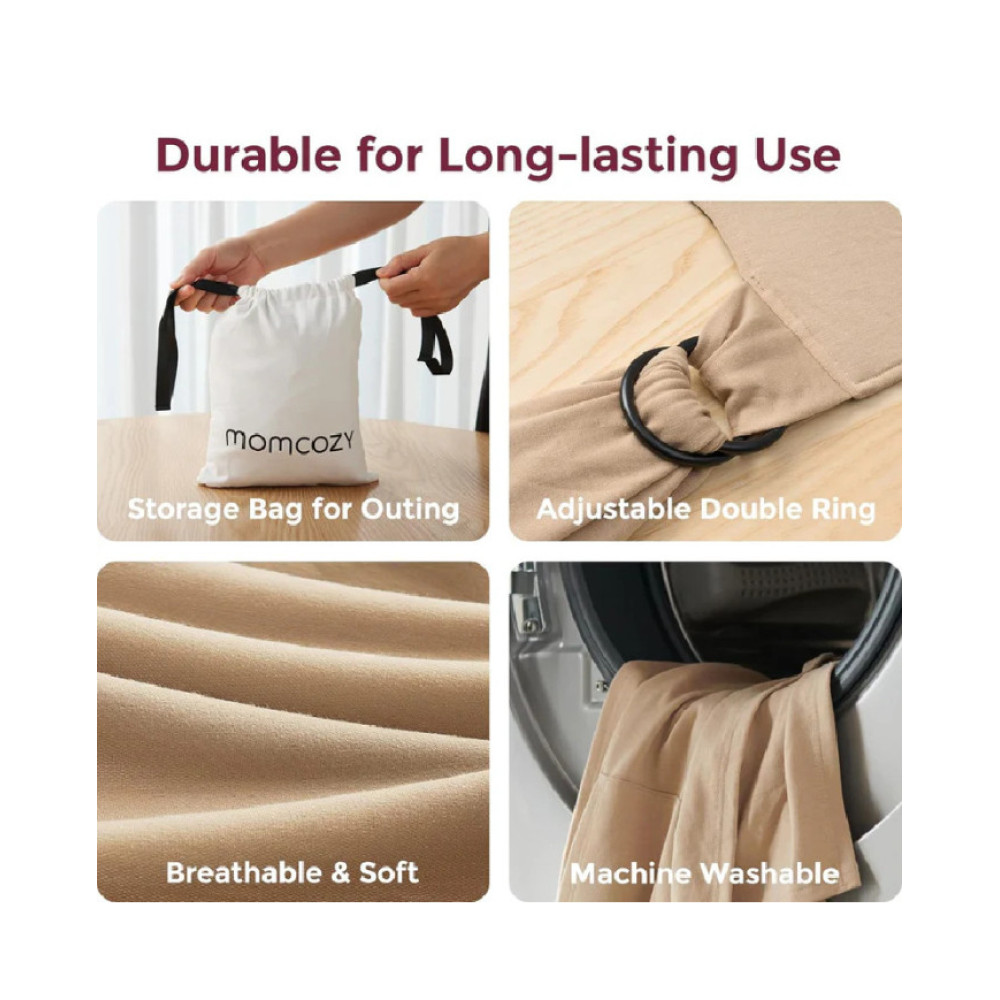 MOMCOZY Easy to Wear Hands Free - Baby Wrap Carrier, Light Coffee