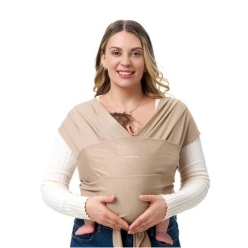 MOMCOZY Easy to Wear Hands Free - Baby Wrap Carrier, Light Coffee