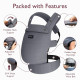 MOMCOZY PureHug Baby Carrier - Ergonomic Cozy & Lightweight, Cotton Grey