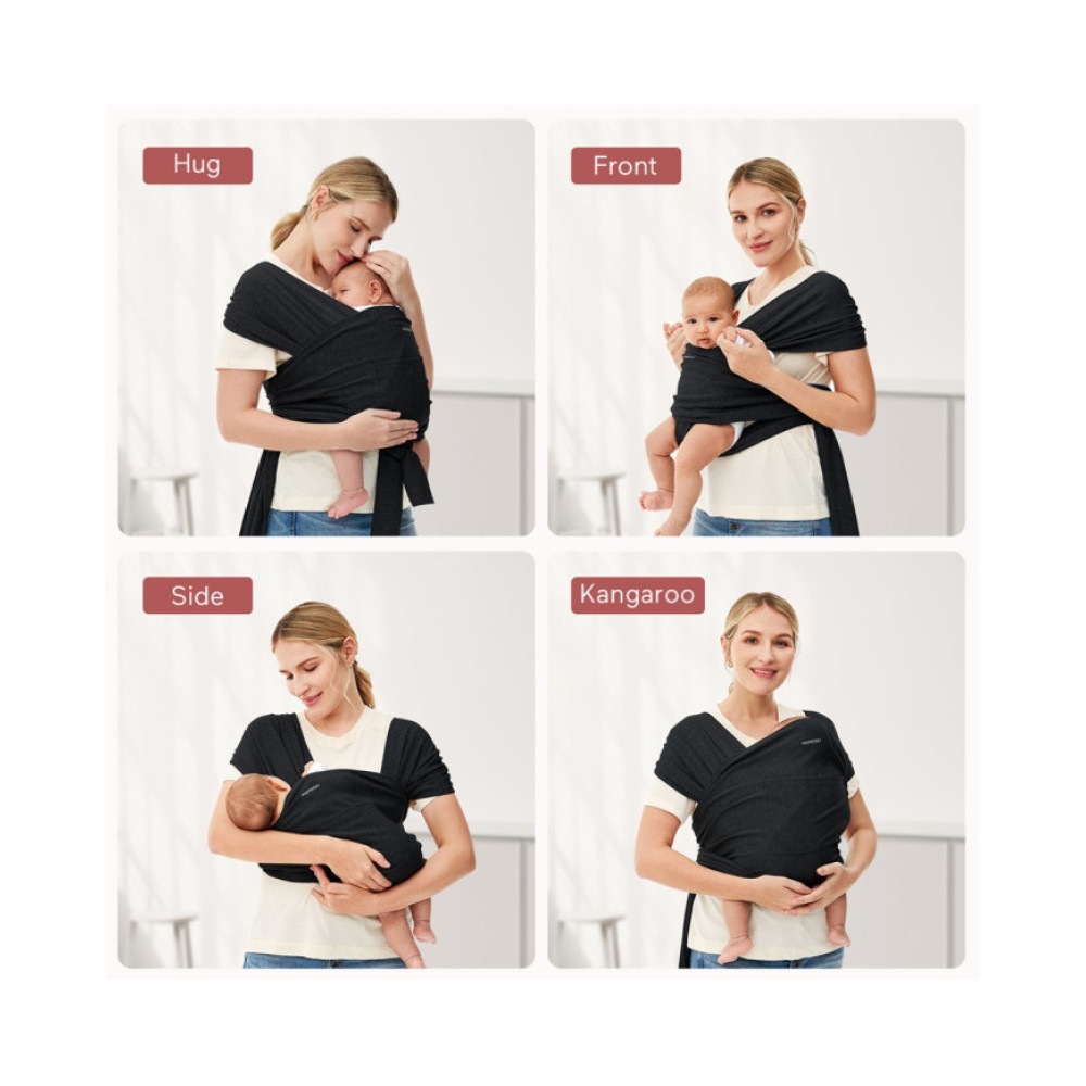 MOMCOZY Easy to Wear Hands Free - Baby Wrap Carrier, Black