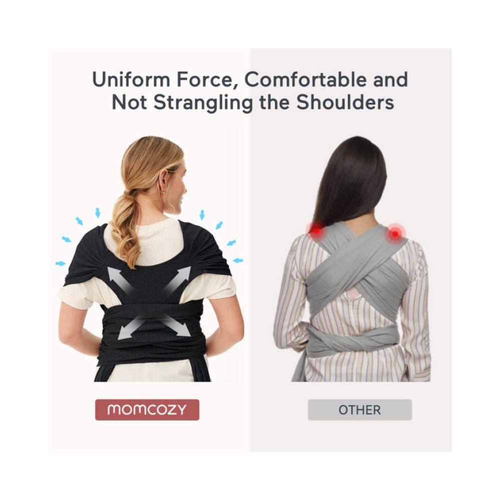 MOMCOZY Easy to Wear Hands Free - Baby Wrap Carrier, Black