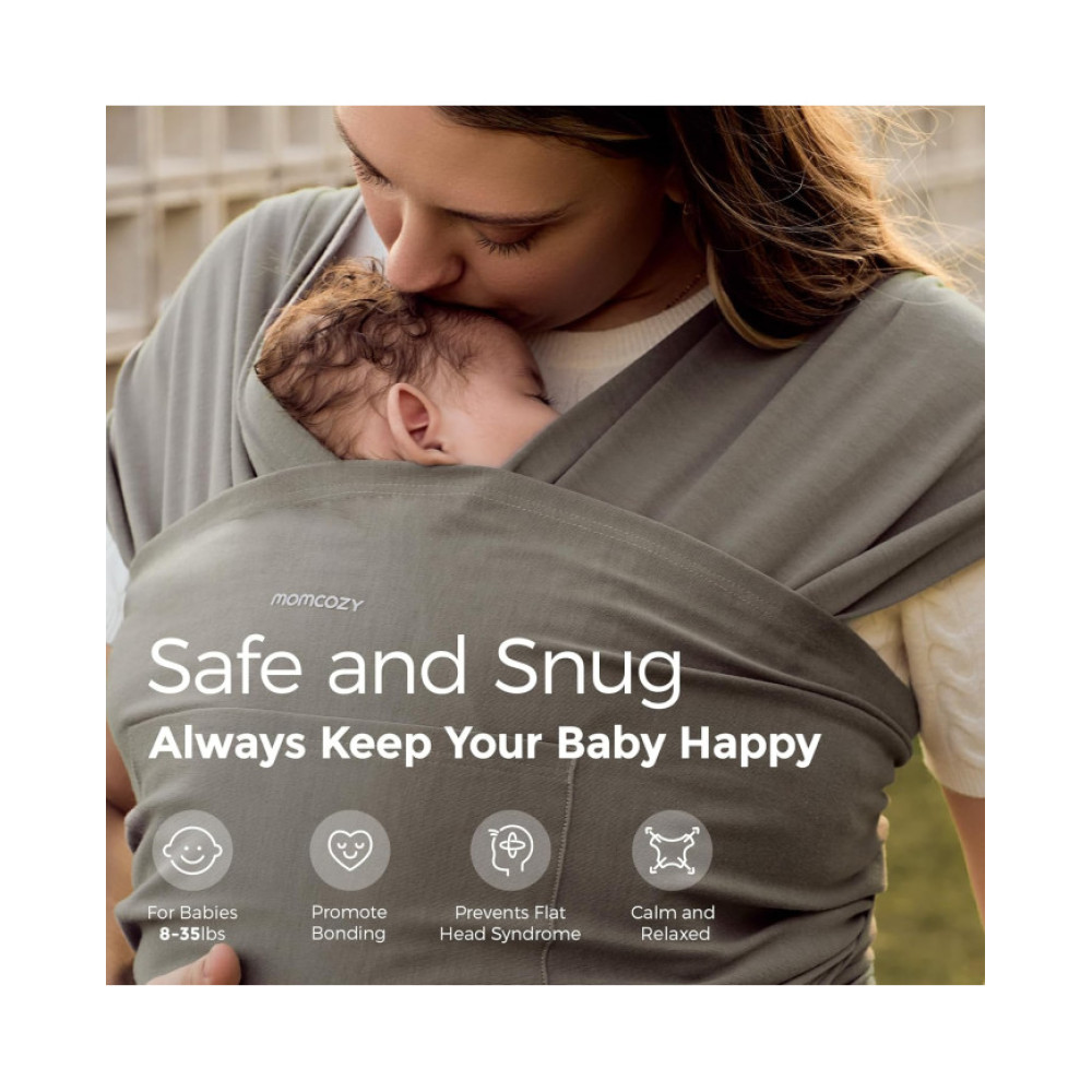 MOMCOZY Easy to Wear Hands Free - Baby Wrap Carrier, Dark Coffee