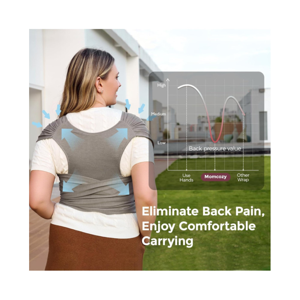 MOMCOZY Easy to Wear Hands Free - Baby Wrap Carrier, Dark Coffee