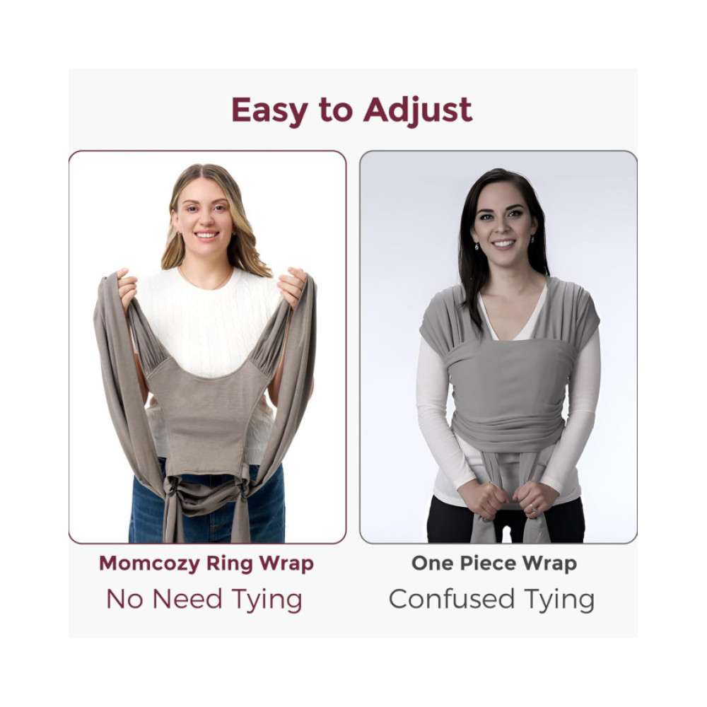 MOMCOZY Easy to Wear Hands Free - Baby Wrap Carrier, Dark Coffee