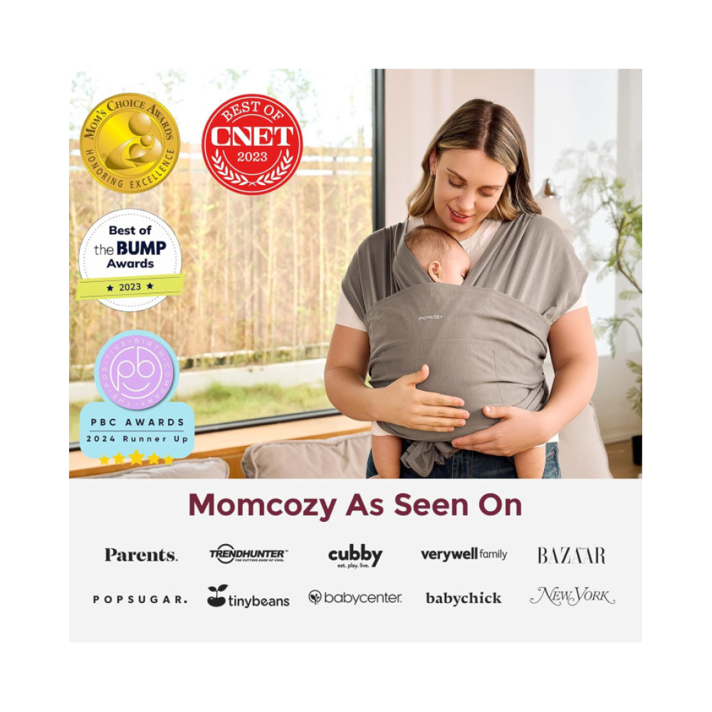 MOMCOZY Easy to Wear Hands Free - Baby Wrap Carrier, Dark Coffee