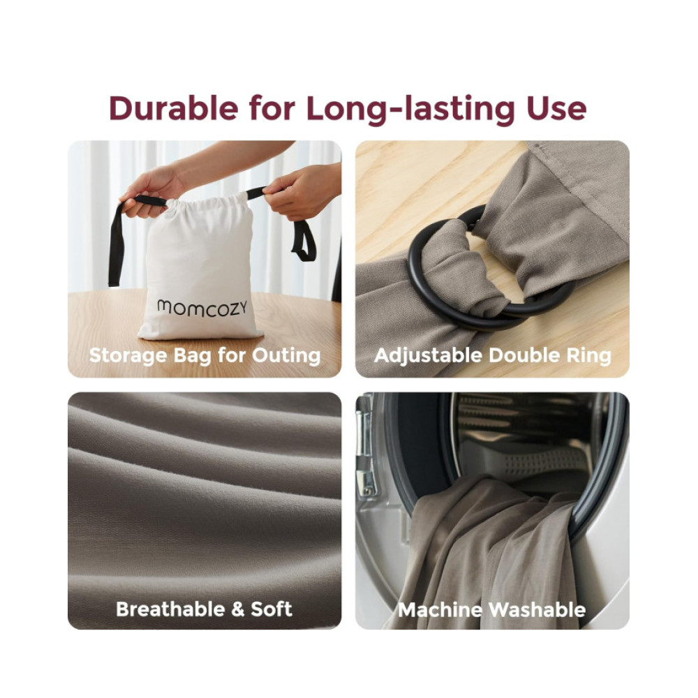 MOMCOZY Easy to Wear Hands Free - Baby Wrap Carrier, Dark Coffee