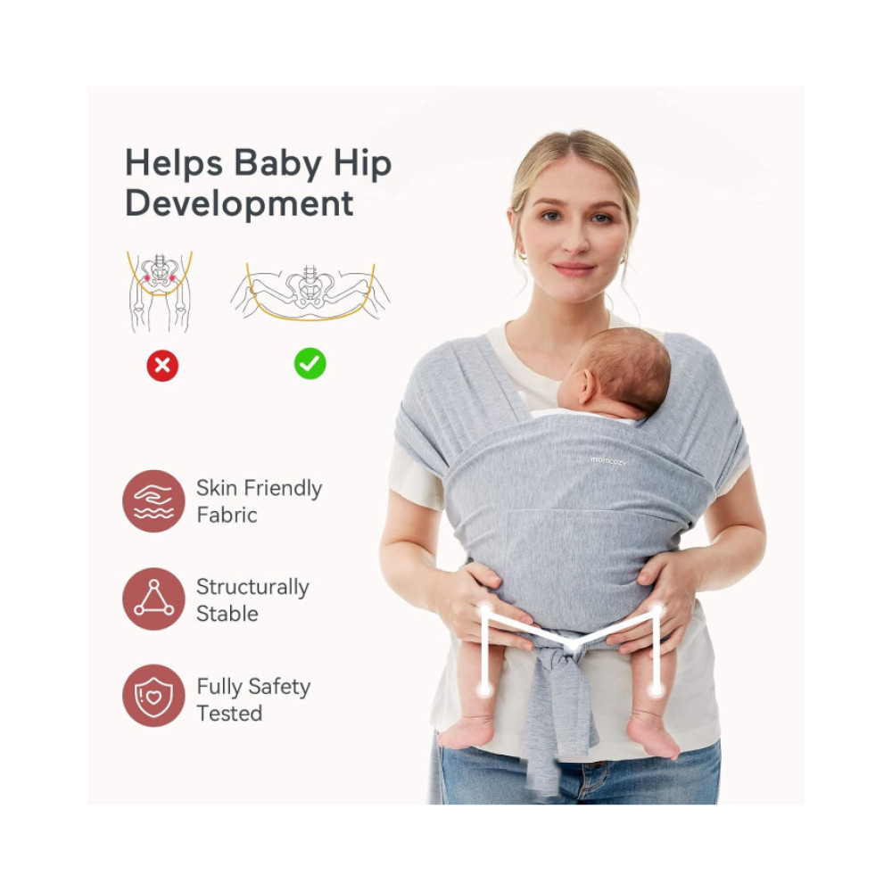 MOMCOZY Easy to Wear Hands Free - Baby Wrap Carrier, Gray