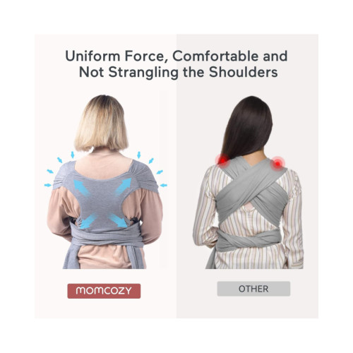 MOMCOZY Easy to Wear Hands Free - Baby Wrap Carrier, Gray