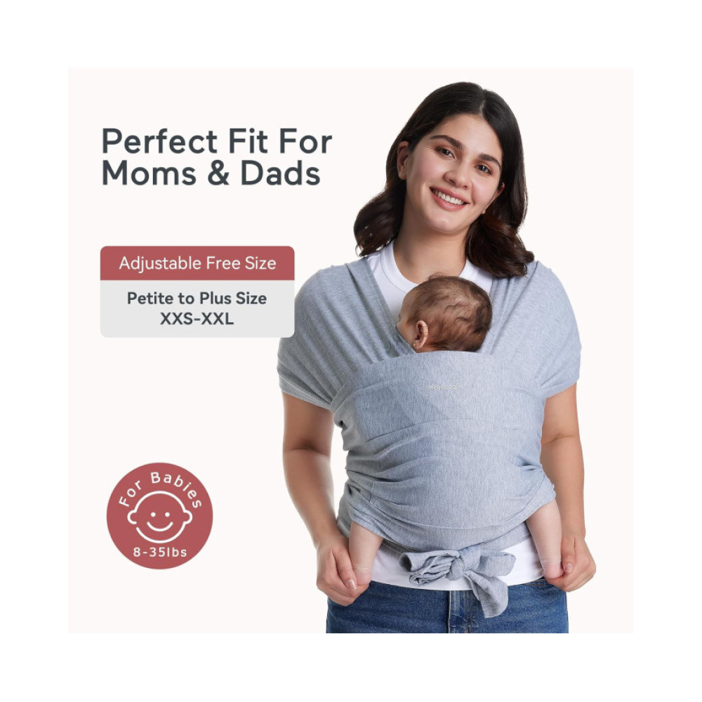 MOMCOZY Easy to Wear Hands Free - Baby Wrap Carrier, Gray