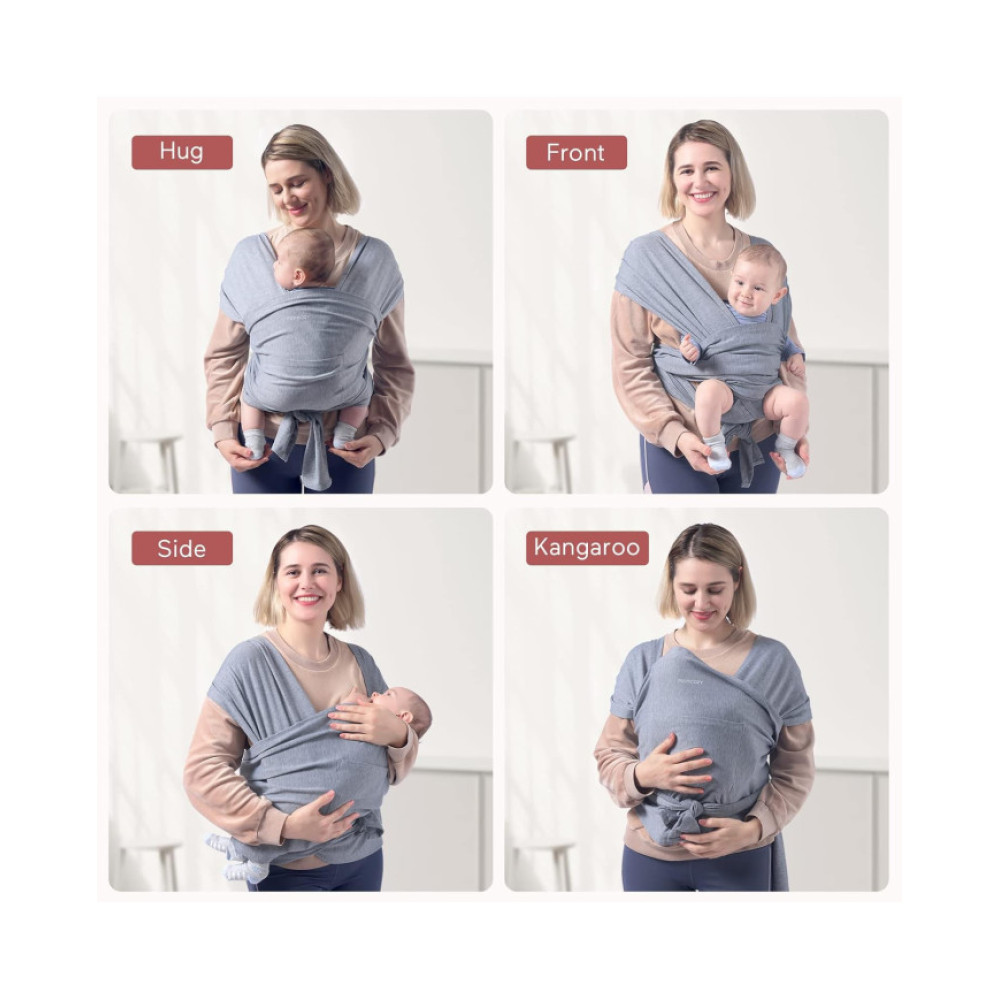 MOMCOZY Easy to Wear Hands Free - Baby Wrap Carrier, Gray