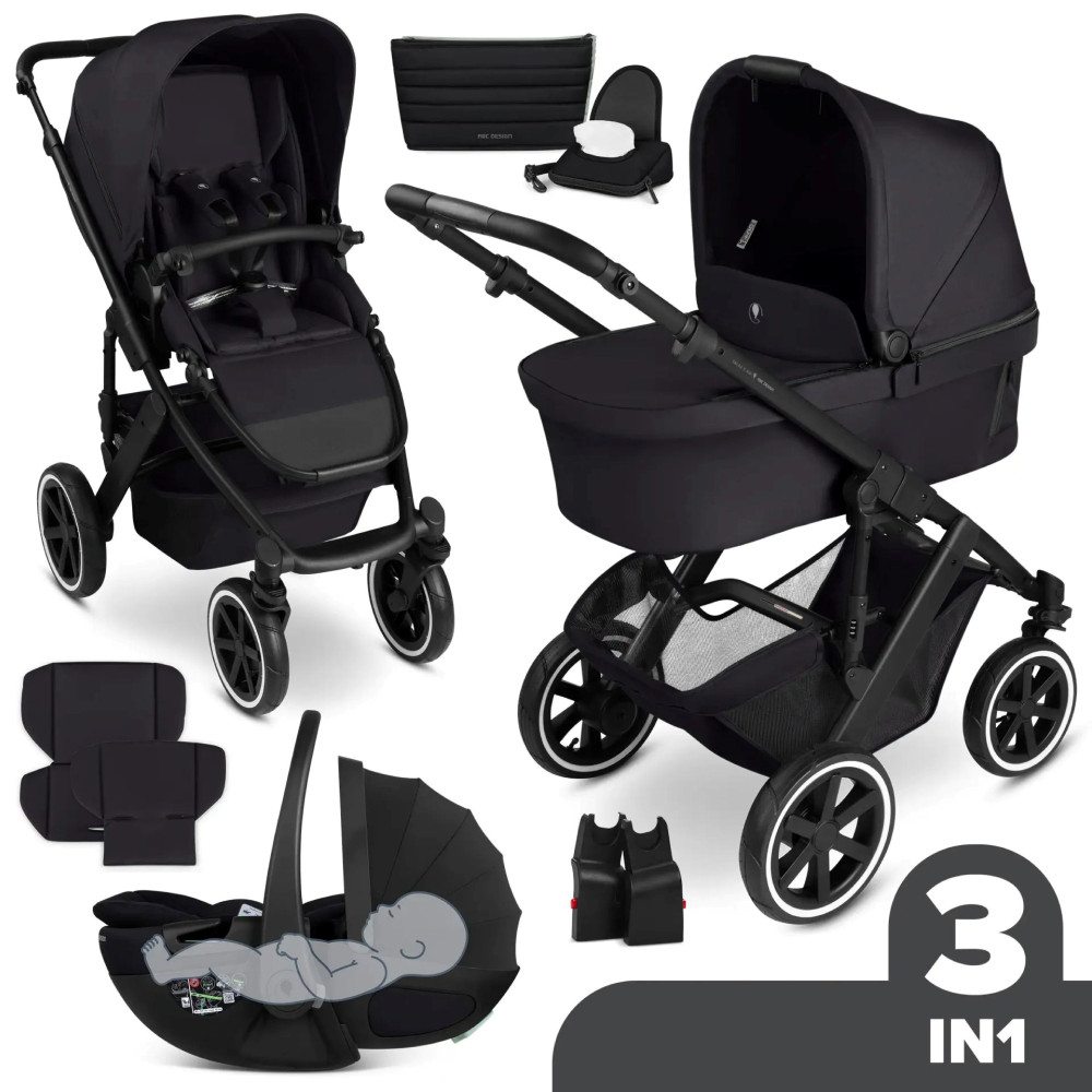 ABC Design Salsa 5 Air 3in1 Ratu komplekts ar Maxi-Cosi autokrēslu- Coal