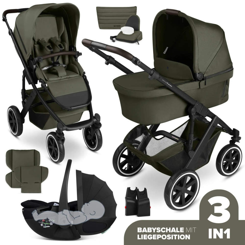 ABC Design Salsa 5 Air 3in1 Ratu komplekts ar Maxi-Cosi autokrēslu- Avocado