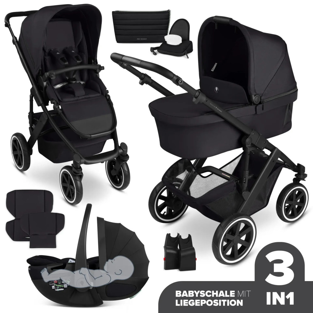 ABC Design Salsa 5 Air 3in1 Ratu komplekts ar Maxi-Cosi autokrēslu- Coal
