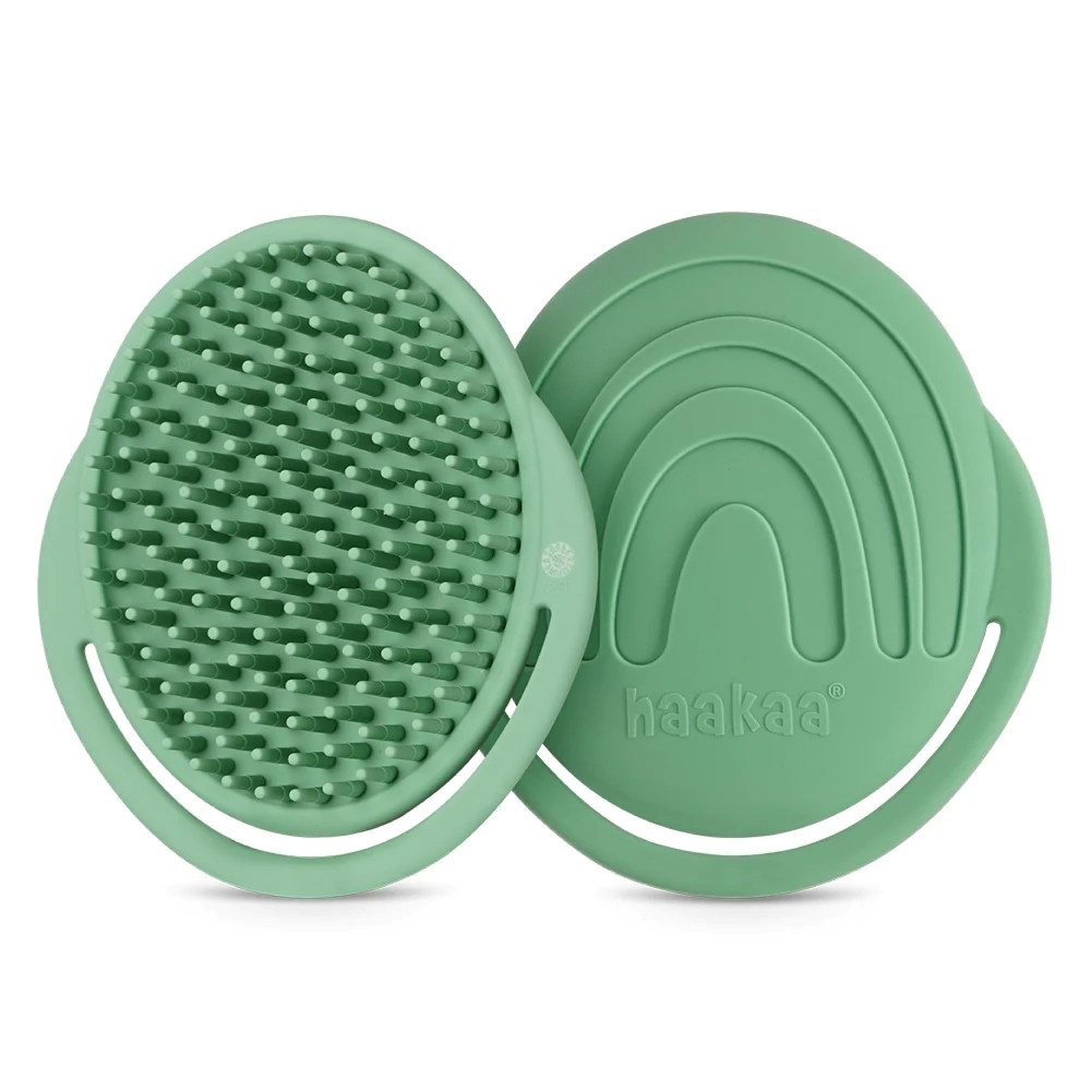 Haakaa Rainbow Silicone Shampoo Brush - Pea Green