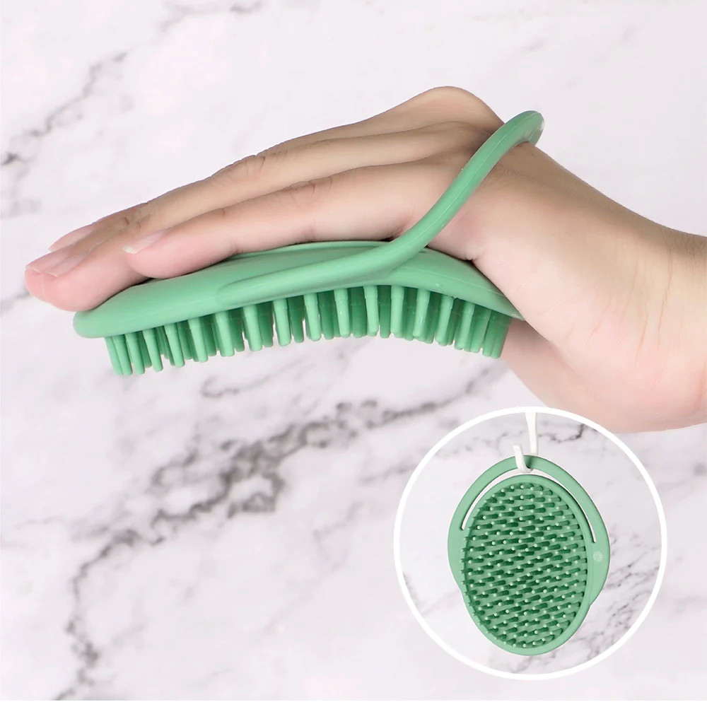 Haakaa Rainbow Silicone Shampoo Brush - Pea Green