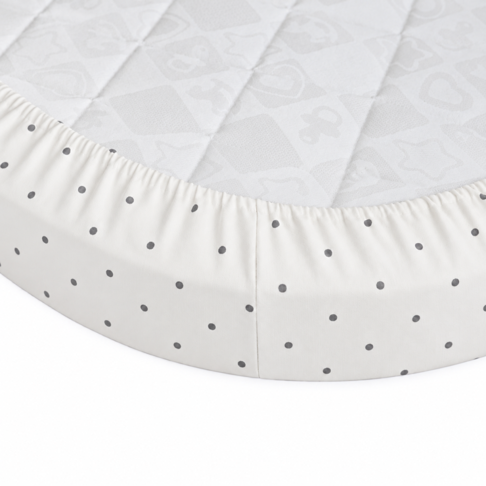 Ingvart Smart Bed Oval Palags ar Gumiju Grey Dots 72\120 Cm