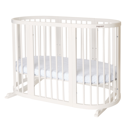 Ovāla bērnu gultiņa Transformers Ingvart Smart Bed 9in1 (Milk) + matracis dāvana 72x72