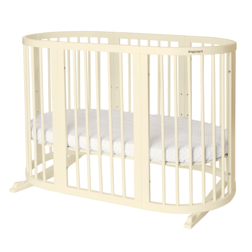 Ovāla bērnu gultiņa Transformers Ingvart Smart Bed 9in1 (Ivory) + matracis dāvana 72x72
