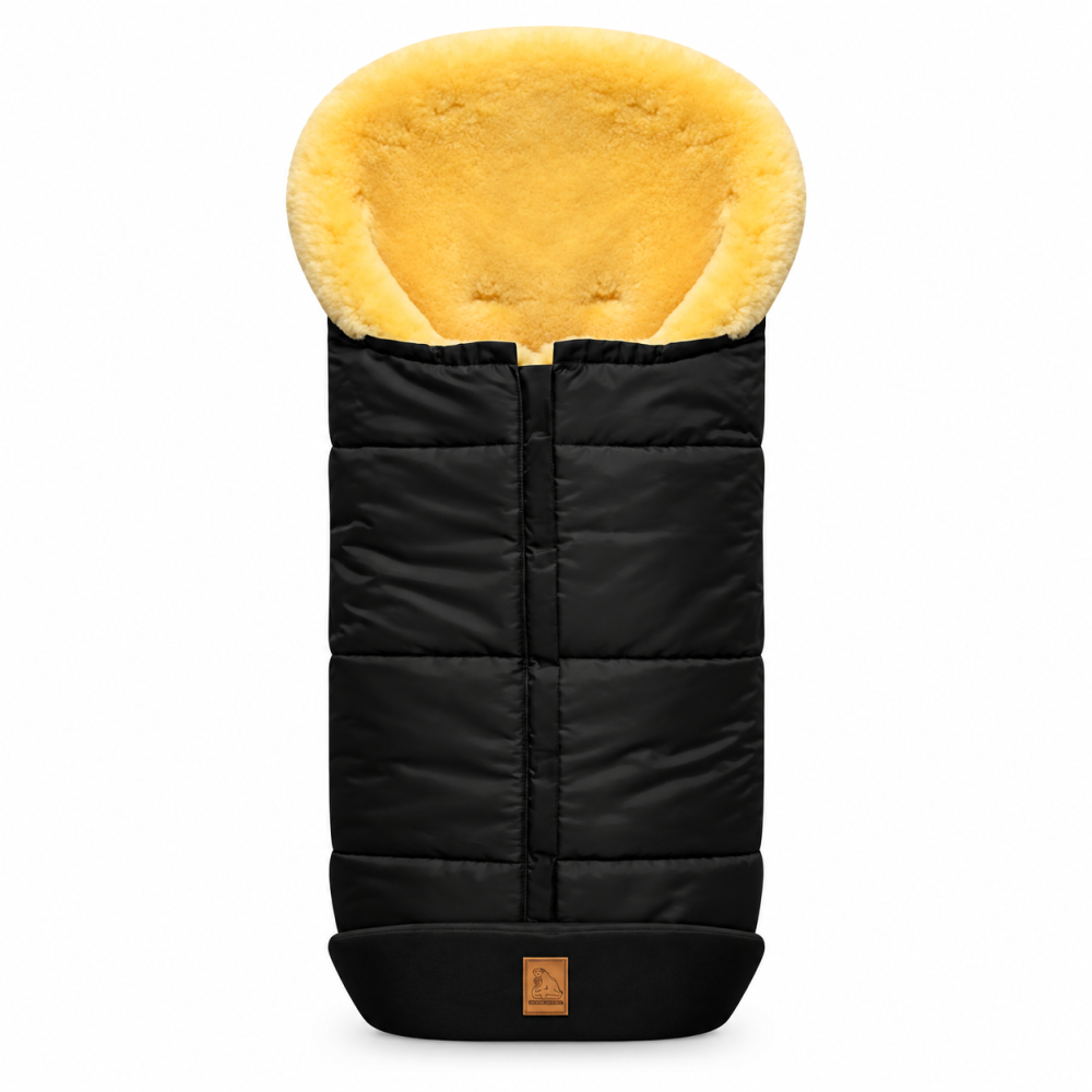 Heitmann Felle Eisbärchen Premium guļammaiss ar dabīgo aitādu, 100 × 44 cm melns