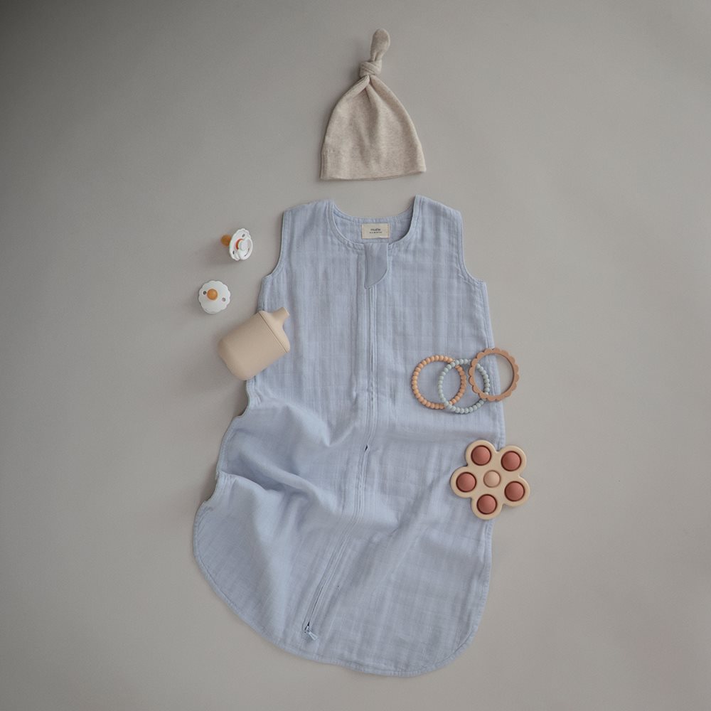 Mushie Muslin Sleep Bag - Baby Blue