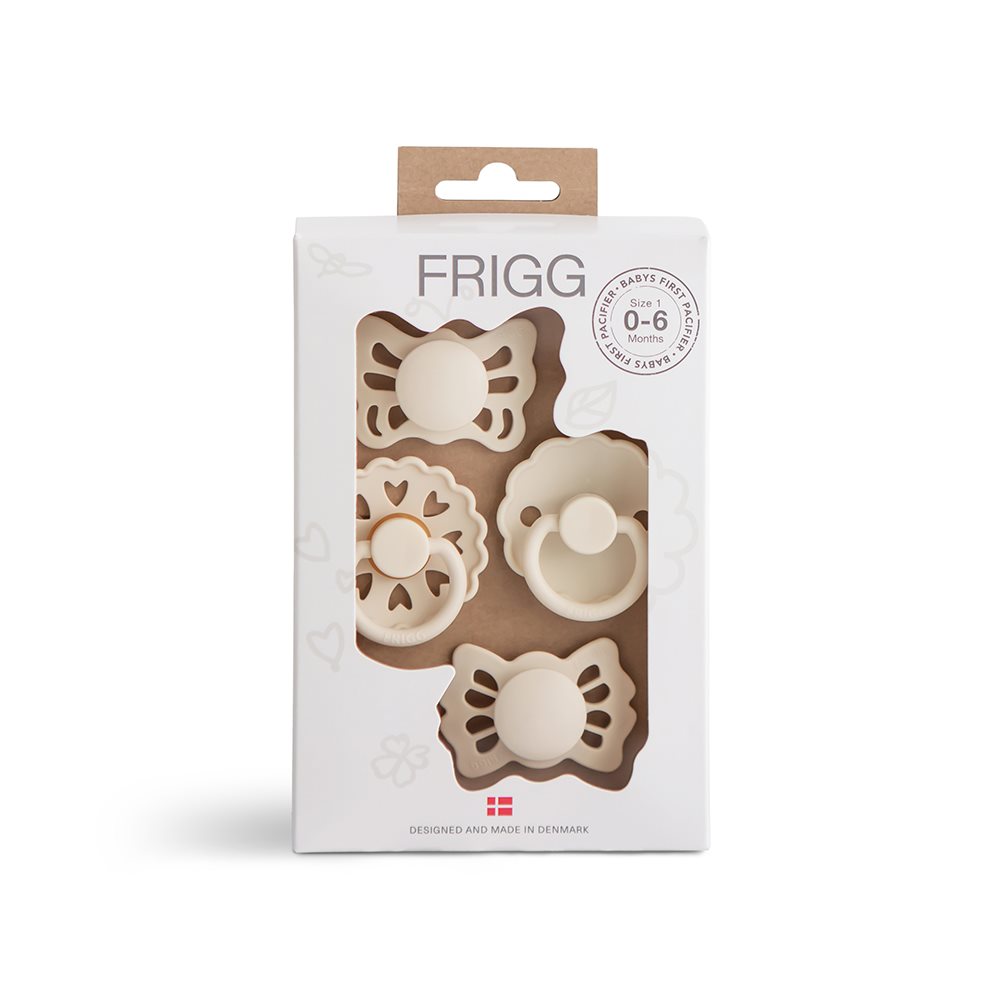 FRIGG ​​Baby's First pacifier​ 4-pack - Floral heart - Cream