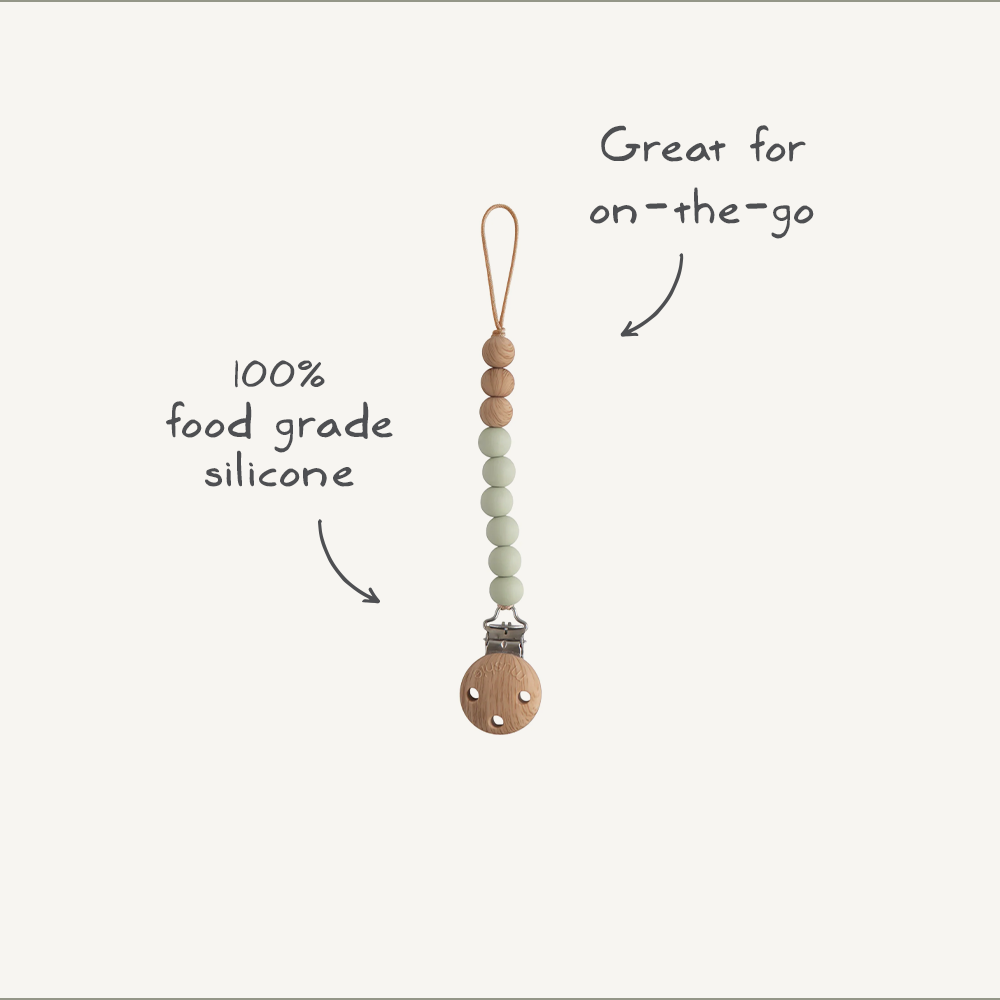 Mushie Pacifier Clips - Eva Iron
