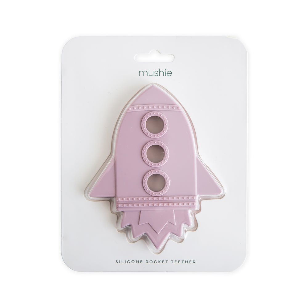 Mushie Teether - Rocket - Soft Lilac