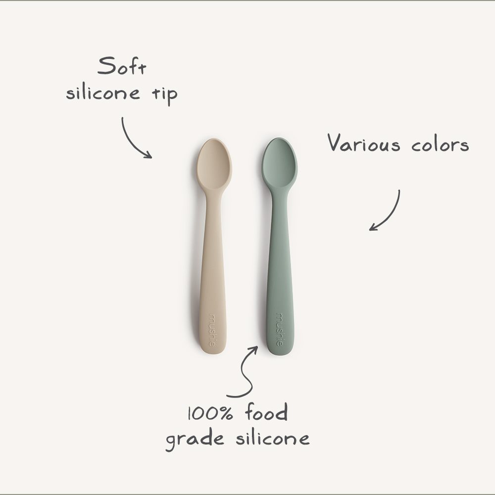 Mushie Silicone Feeding Spoons 2-pack - Powder Blue