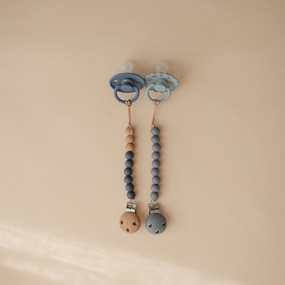 Mushie Pacifier Clips - Eva Iron