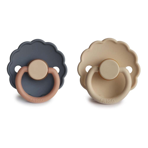 FRIGG Daisy - Round Latex 2-Pack Pacifiers - Aurora/Croissant