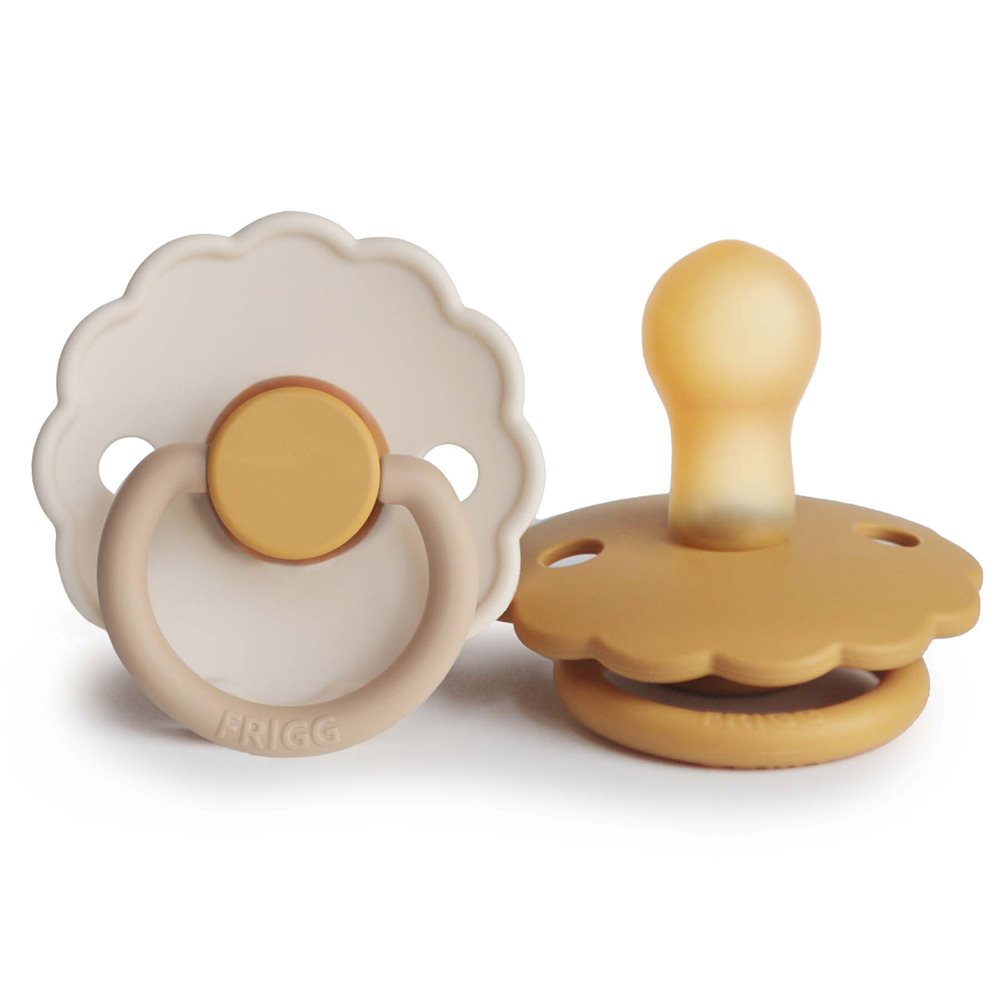 FRIGG Daisy - Round Latex 2-Pack Pacifiers - Chamomile/Honey gold
