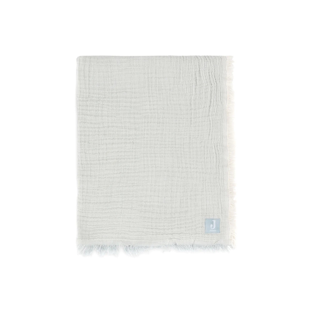 Jollein blanket 75x100cm - Muslin Fringe Stripe - Sea Green GOTS
