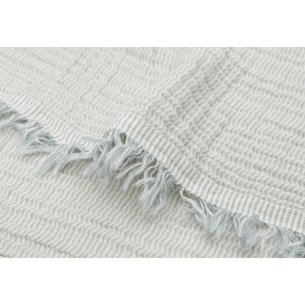 Jollein blanket 75x100cm - Muslin Fringe Stripe - Sea Green GOTS