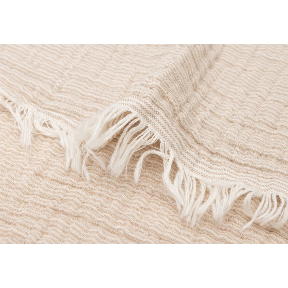 Jollein sega 75x100cm Muslin Fringe Stripe - Biscuit GOTS