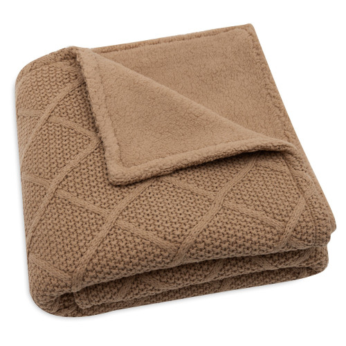 Jollein sega 75x100 cm - Check Knit - Teddy Fleece Biscuit