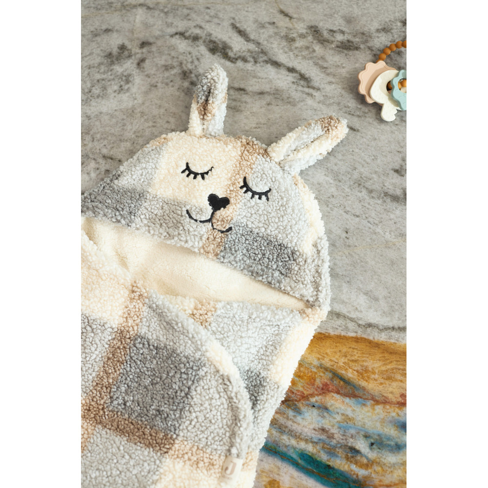 Jollein Wrap Blanket Bunny - Check - Boucle