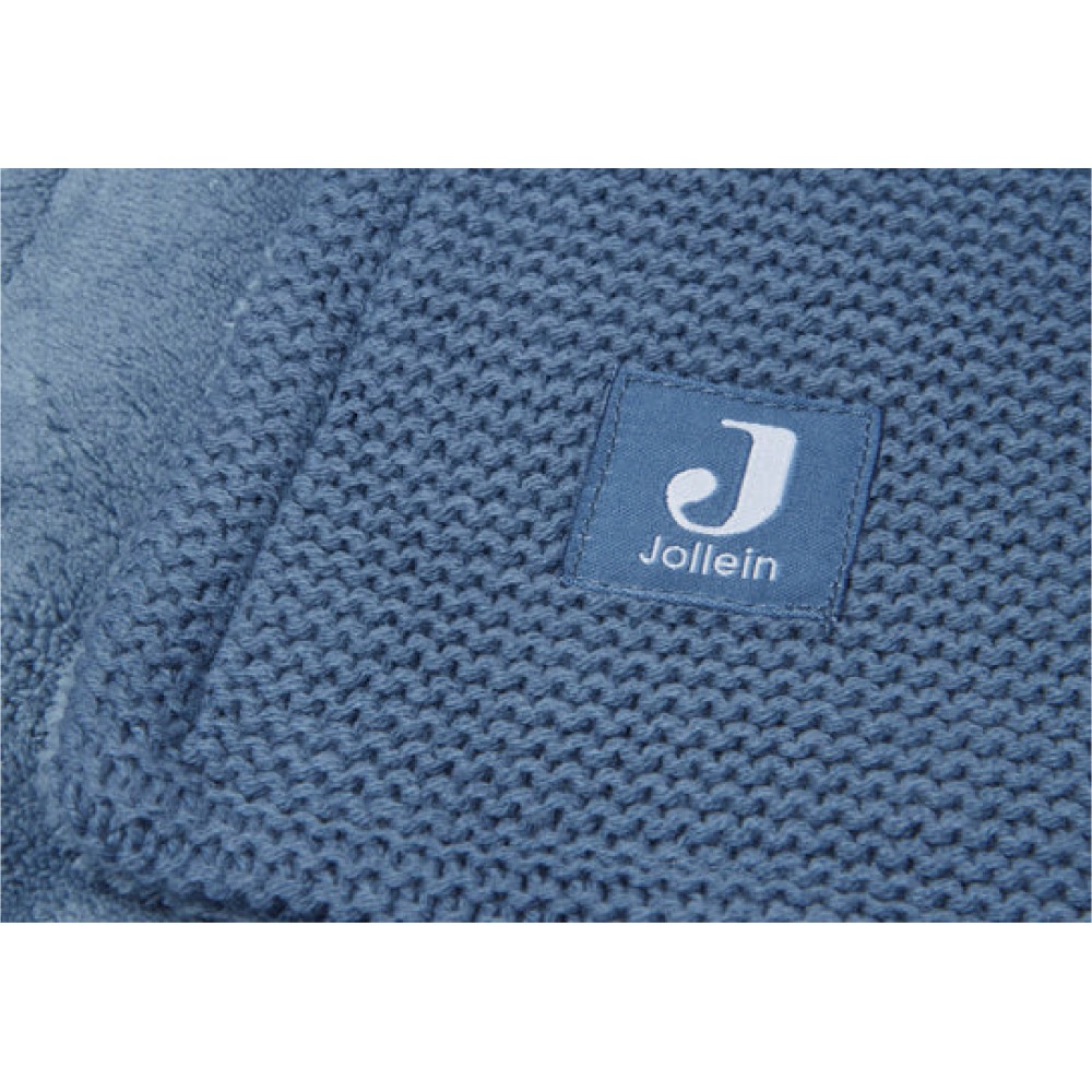 Jollein pleds 75x100cm Basic Knit Jeans Blue/Coral Fleece