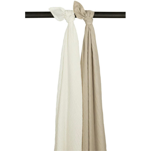 Komplekts no 2 muslīna autiniem 120x120cm Meyco Baby Pre-washed Offwhite/Sand