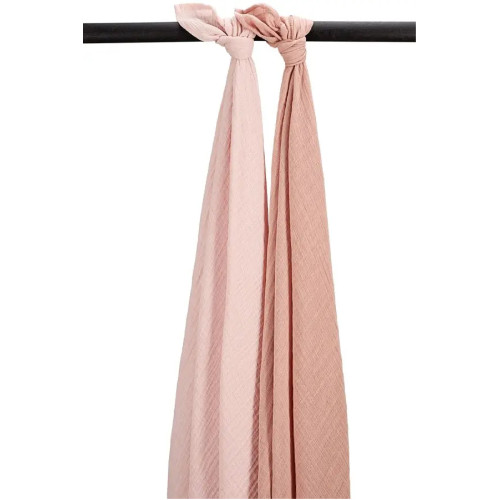 Komplekts no 2 muslīna autiniem 120x120cm Meyco Baby Pre-washed Soft rose/rose