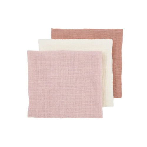 Meyco Baby Комплект муслиновых пеленок Pre-washed soft rose/rose/naturel 70x70 cm - 3 шт.