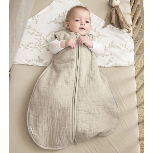 Sleeping bag lined pre-washed muslin - Sand - 70cm - 2.0 TOG