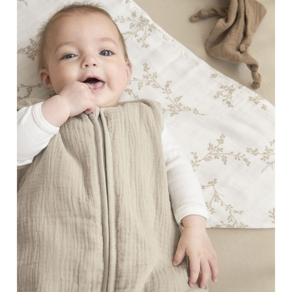Sleeping bag lined pre-washed muslin - Sand - 70cm - 2.0 TOG