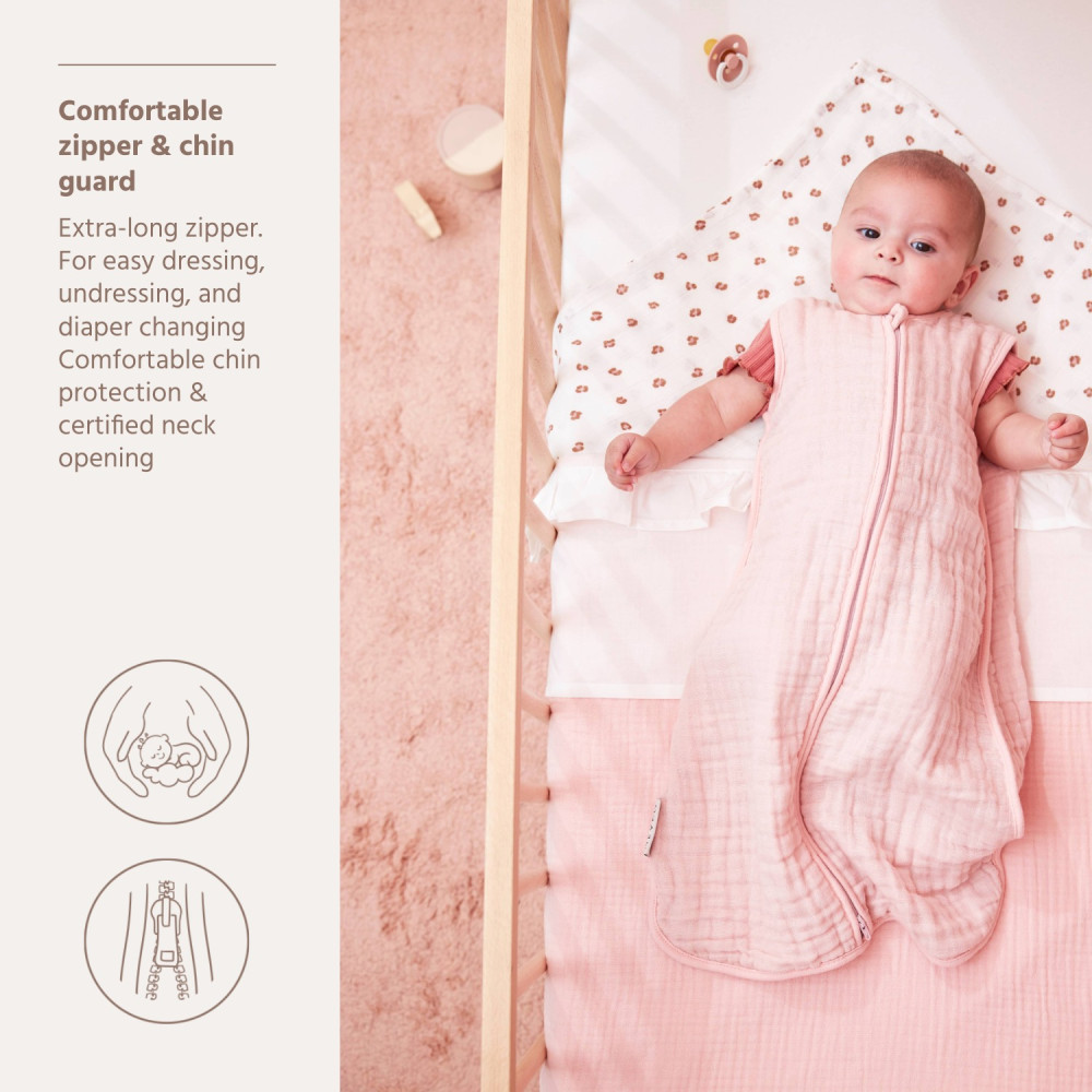 Meyco Baby guļammaiss 90cm pre-washed muslin - soft pink - 0.5 TOG