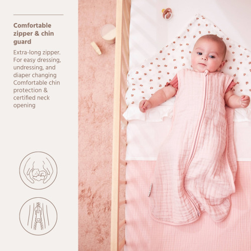 Meyco Baby guļammaiss 90cm pre-washed muslin - soft pink - 0.5 TOG