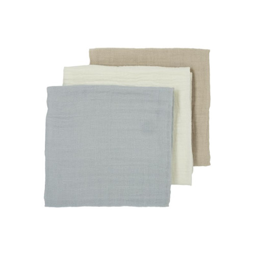 Meyco Baby Комплект муслиновых пеленок Pre-washed white/light grey/sand 70x70 cm - 3 шт.