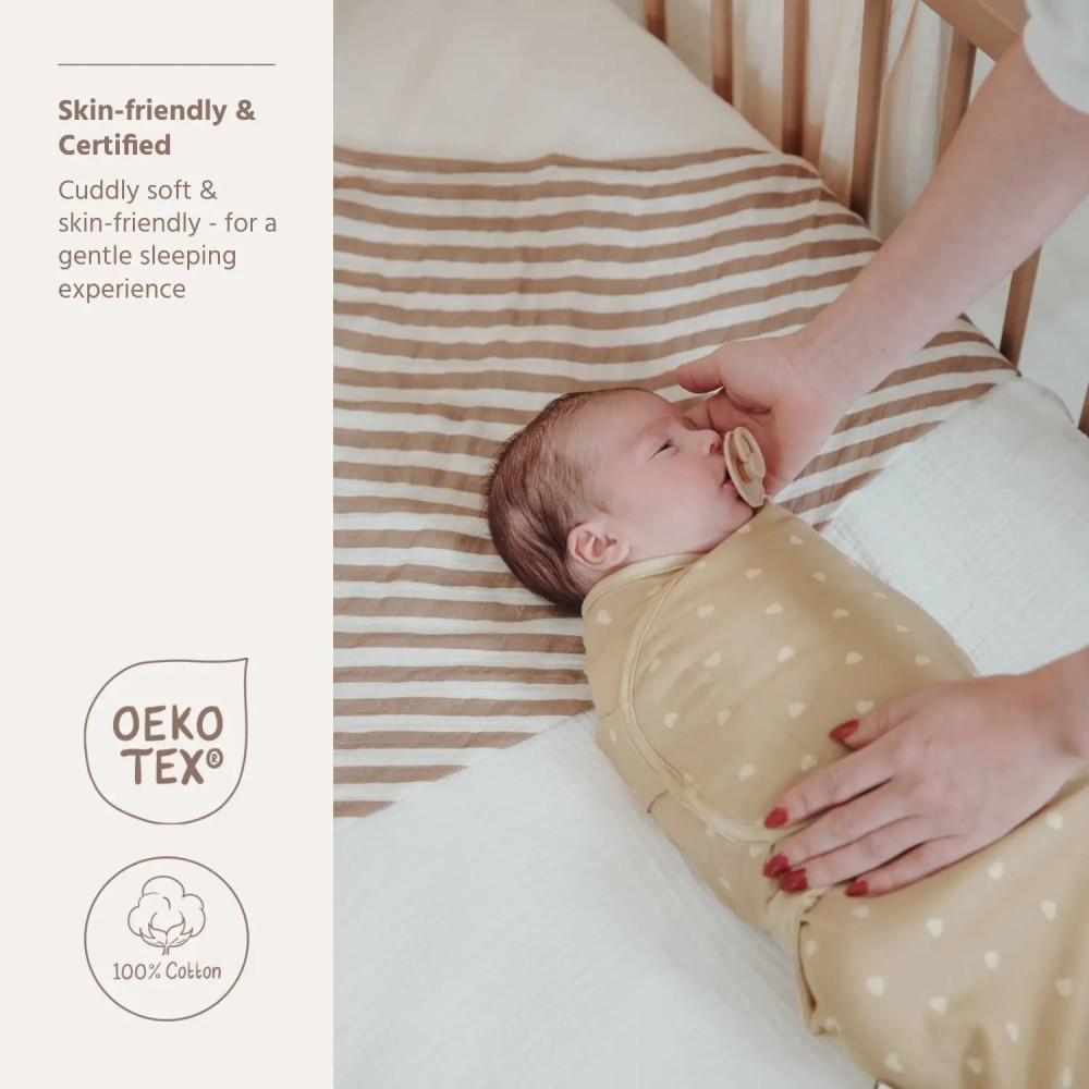 Meyco Baby Swaddle Sweet Heart  - sand Autiņš ietīšanai