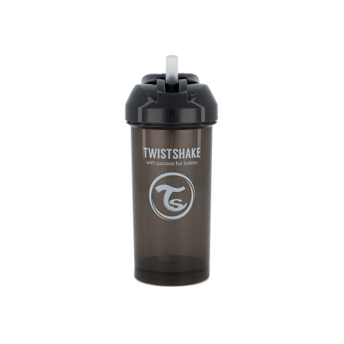 Twistshake krūzīte ar salmiņu melna, 360ml, 6+mēn.